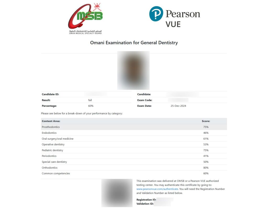 آزمون پیرسون دندانپزشکی عمان
